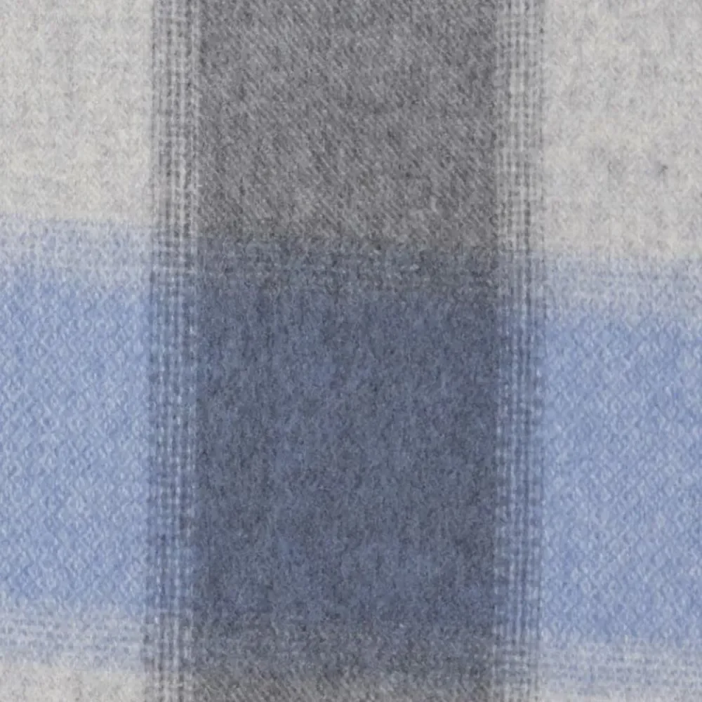 PHENIX Cashmere Mixed Weave Buffalo Plaid Scarf, Soft Luxurious, Blue Plaid, NWT